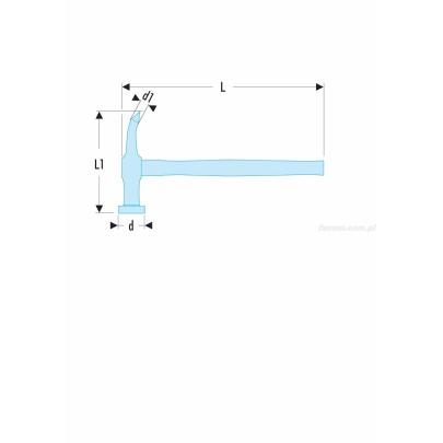 868D.40B0C - młotek blacharski z bijakiem okrągłym wypukłym i końcówką zagiętą