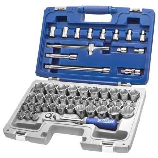 E032909 - 1/2" Socket and accessory set  8 - 34 mm,  3/8" - 1"1/4, E10 - E24