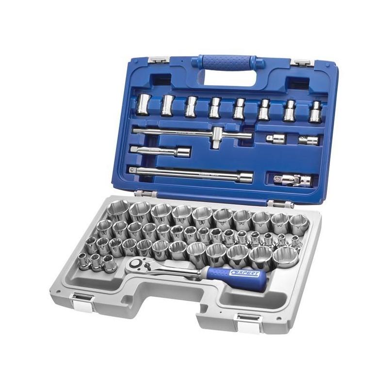 E032909 - 1/2" Socket and accessory set  8 - 34 mm,  3/8" - 1"1/4, E10 - E24