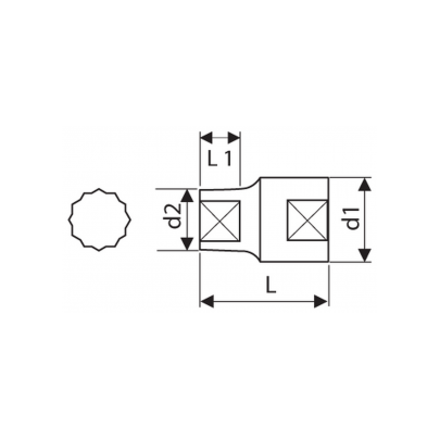 E117056 - 1/2" 12-Point sockets, metric 13 mm