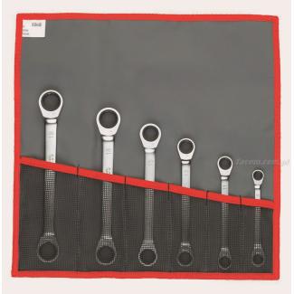 64.JE6T - Zestaw kluczy oczkowych grzechotkowych, 8x9 - 17x19 mm