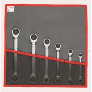 64.JE6T - Zestaw kluczy oczkowych grzechotkowych, 8x9 - 17x19 mm