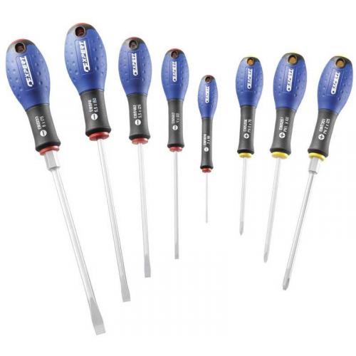 E160904 - Set of screwdrivers for slotted head screws, Phillips®, 3 - 8 mm i PH0 - PH2