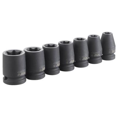 E041605 - Set of 1/2" TORX®, impact sockets on a rail, E10 - E24