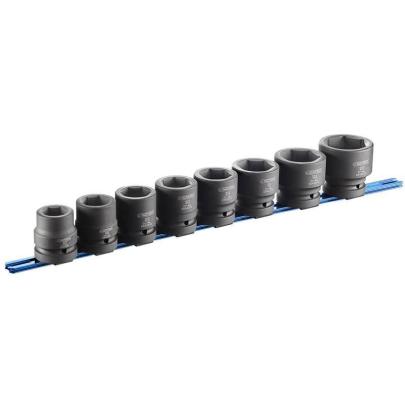 E041647 - Set of 1 "short hex impact sockets on a rail, 27 mm - 50 mm