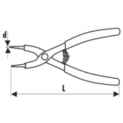 E117909 - Straight outside nose circlips pliers, 10 - 25 mm