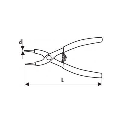 E117917 - Outside nose circlips pliers, 10 - 25 mm