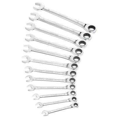 E111137 - Set of 12 ratchet combination wrenches, 8-19 mm