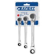 E111115 - Set of 3 ratchet ring wrenches, 8x10-12x13 - 16x17-18x19