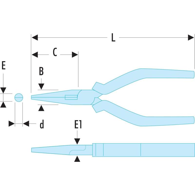 185.20CPESLS - Szczypce półokrągłe o szczękach wydłużonych, 200 mm SLS