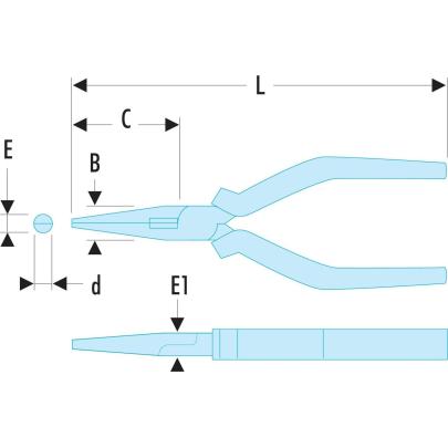 185.20CPESLS - Szczypce półokrągłe o szczękach wydłużonych, 200 mm SLS
