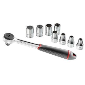 S.4JE9PB - Zestaw nasadek 1/2" z grzechotką, 12-kątnych, 8 - 19 mm