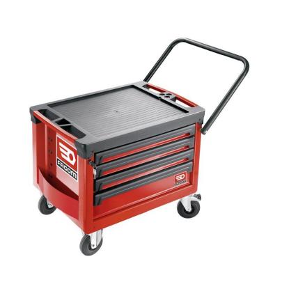 ROLL.CR4M3A - Skrzynka na kółkach ROLL, 4 szuflady, 3 moduły na szufladę, czerwona