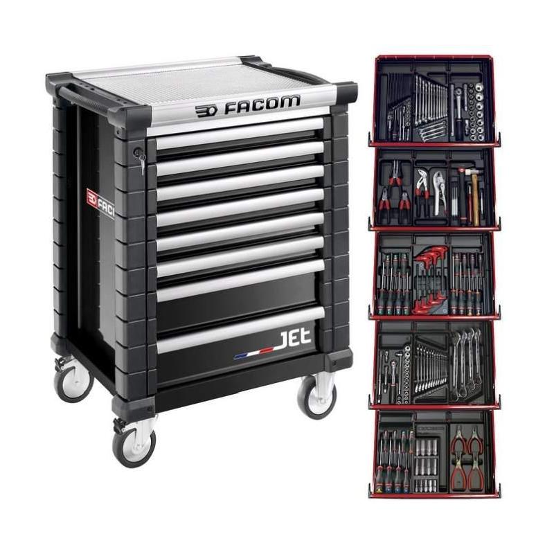 JETCM175GBNL - Wózek warsztatowy z wyposażeniem, 15 modułów, czarny