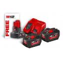 M18 HNRG-122 - Set of 3 batteries M12™ and M18™ HIGH OUTPUT™, Li-ion 18 V, 6.0 Ah, 2 x 12.0 Ah + fast charger, 4933464261