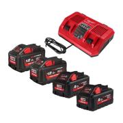 M18 HNRGO2-824 - Zestaw 4 akumulatorów M18™ HIGH OUTPUT™, Li-ion 18 V, 2 x 8.0 Ah, 2 x 12.0 Ah + szybka ładowarka podwójna