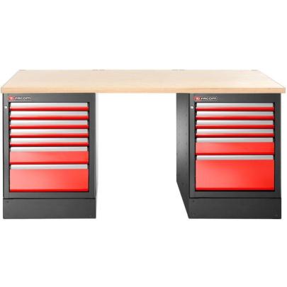 JLS3-2MW13DH - Stół warsztatowy 2182 mm, blat drewniany, 13 szuflad, wysoki