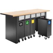 JLS3-5BINS - Zestaw 5 pojemników do segregacji odpadów Jetline+, z klapami wrzutowymi