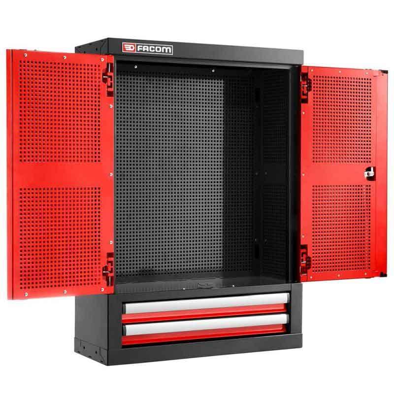 JLS3-2202 - Szafka wysoka Jetline+, pojedyncza z drzwiami pełnymi, 2 szuflady, czerwona