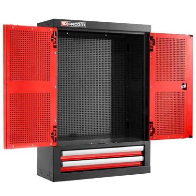 JLS3-2202 - Szafka wysoka Jetline+, pojedyncza z drzwiami pełnymi, 2 szuflady, czerwona