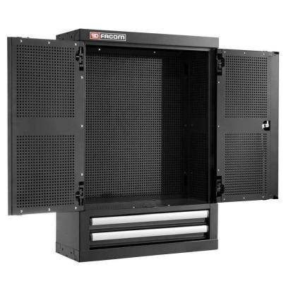 JLS3-2202BS - Szafka wysoka Jetline+, pojedyncza z drzwiami pełnymi, 2 szuflady, czarna