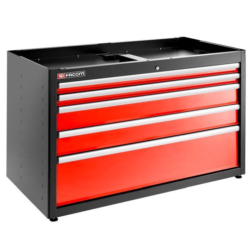 JLS3-MBD5T - Szafka niska Jetline+, podwójna, 5 szuflad, czerwona