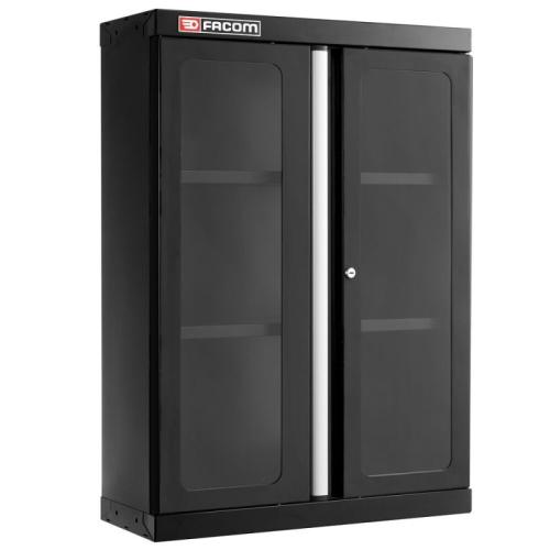 JLS3-MHSPVBS - Jetline+ top unit, single with glazed doors, 2 shelves, black