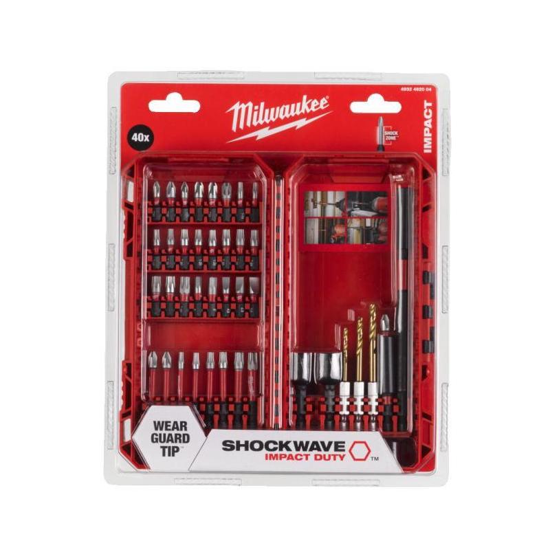 4932492004 - Zestaw bitów, wierteł i nasadek Shockwave do śrub płaskich, Phillips, Pozidriv, Torx i Hex (40 szt.)