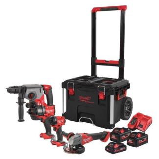 M18 FPP4E-555T - Zestaw POWERPACK M18™ FUEL™, M18 FPD3, M18 FID3, M18 FHX, M18 ONEFSAG125XB, 1 x 3.0 Ah i 2 x 5.5 Ah + ładowarka