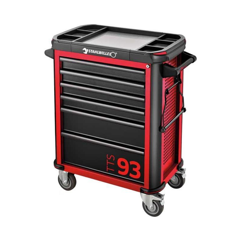93/6 R - Wózek warsztatowy TTS93, 6 szuflad, 3 moduły na szufladę, czerwony