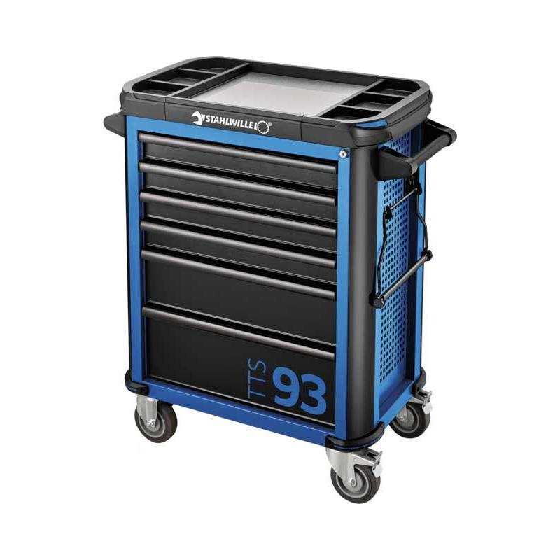 93/6 B - Wózek warsztatowy TTS93, 6 szuflad, 3 moduły na szufladę, niebieski