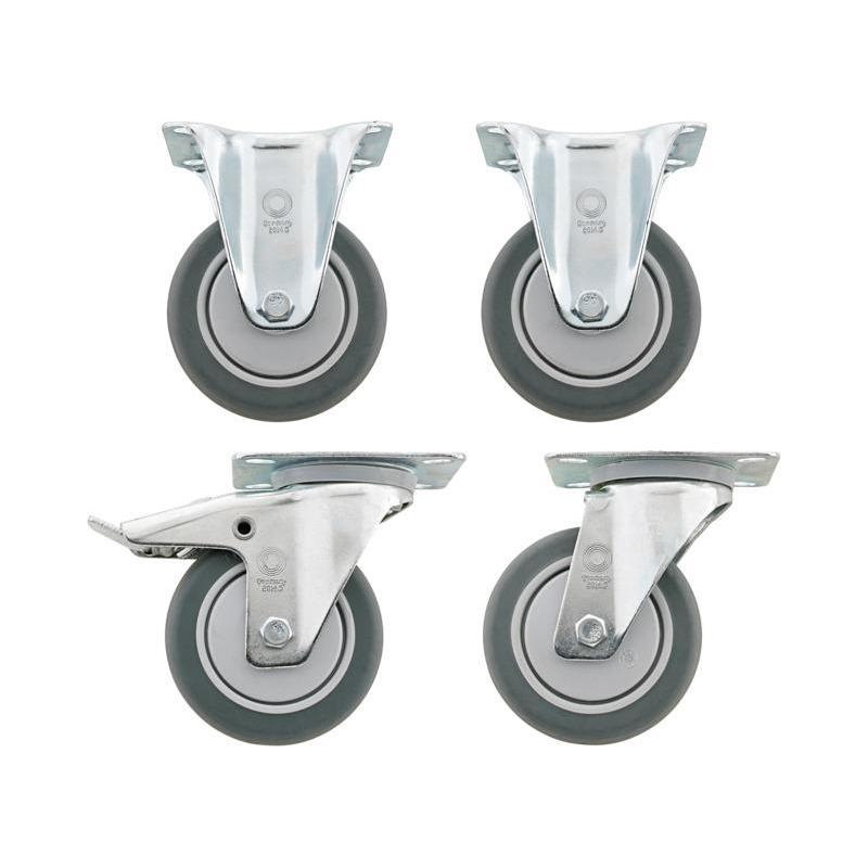 R 90 - Zestaw kół: 2 ruchome i 2 nieruchome, do wózka warsztatowego 90/6A