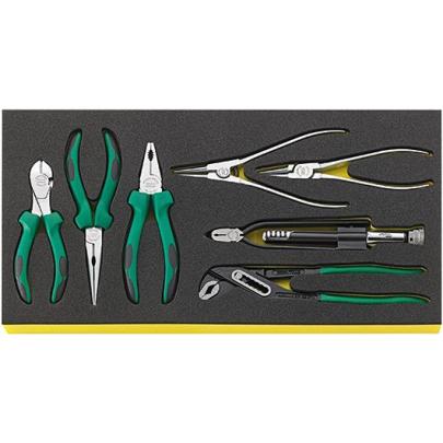 TCS WT 6501-6602/7-1 - Moduł szczypiec do szuflad skrzyni narzędziowej nr 13217 (7 szt.), wkładka piankowa