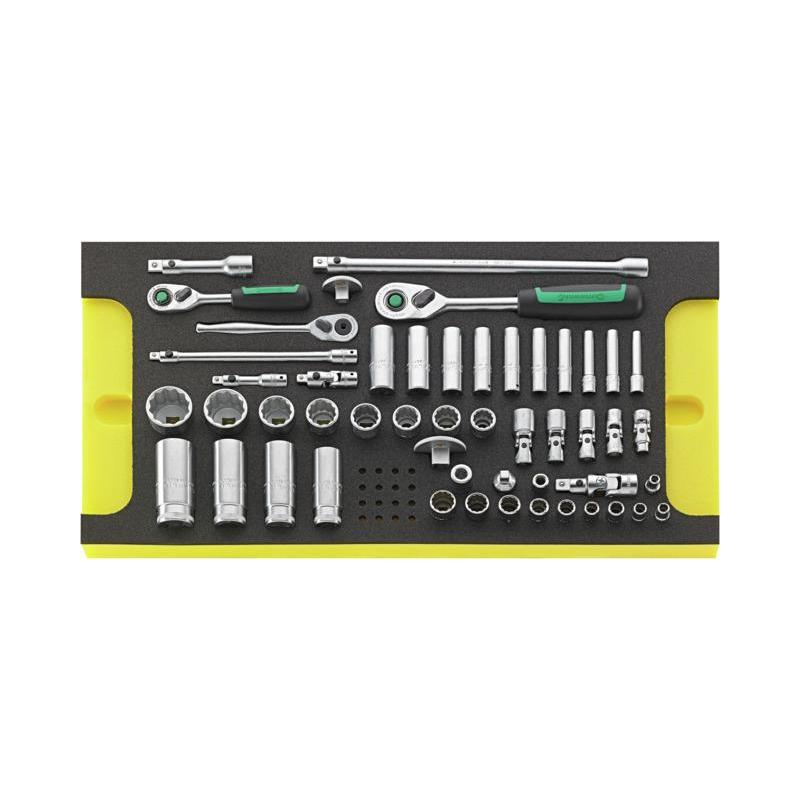 TCS WT 40/45/46/37/14 - Moduł nasadek i akcesoriów 1/4", 3/8" do szuflad skrzyni narzędziowej nr 13217 (51 szt.)wkładka piankowa