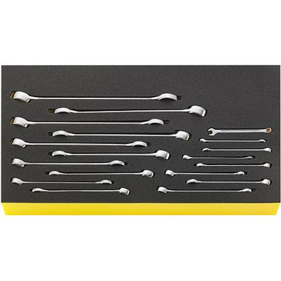 TCS WT 13/18 6-24 mm - Moduł kluczy oczkowo-płaskich do szuflad skrzyni narzędziowej nr 13217, 6-24mm (18 szt.) wkładka piankowa