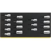 TCS 54/54X/16 - Moduł nasadek trzpieniowych 1/2" 6-kątnych i do śrub XZN®, 4 - 17 mm, M5 - M16 (16 szt.), wkładka piankowa