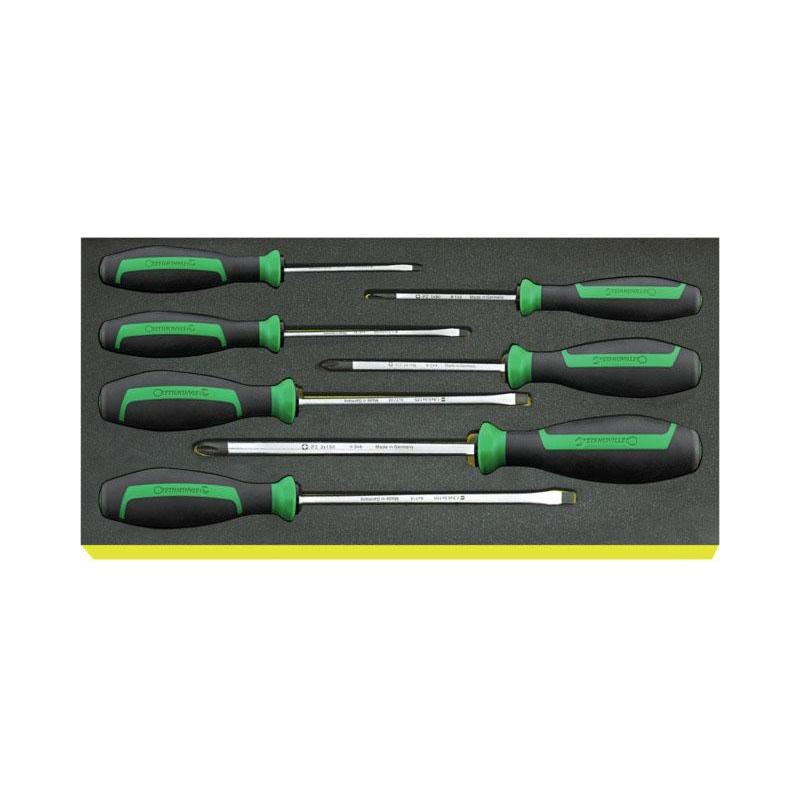 TCS 4620/4640 - Moduł wkrętaków do śrub z rowkiem i Pozidriv, 3,5 - 6,5 mm, PZ1 - PZ3 (7 szt.), wkładka piankowa