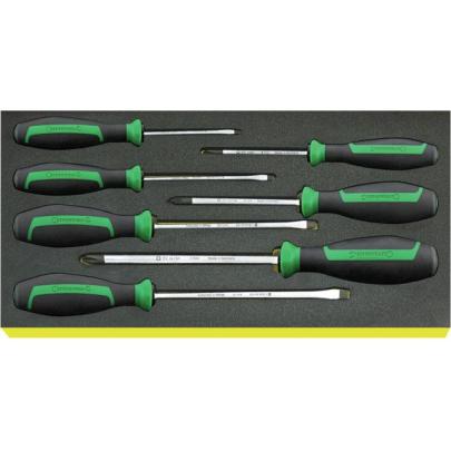 TCS 4620/4640 - Moduł wkrętaków do śrub z rowkiem i Pozidriv, 3,5 - 6,5 mm, PZ1 - PZ3 (7 szt.), wkładka piankowa