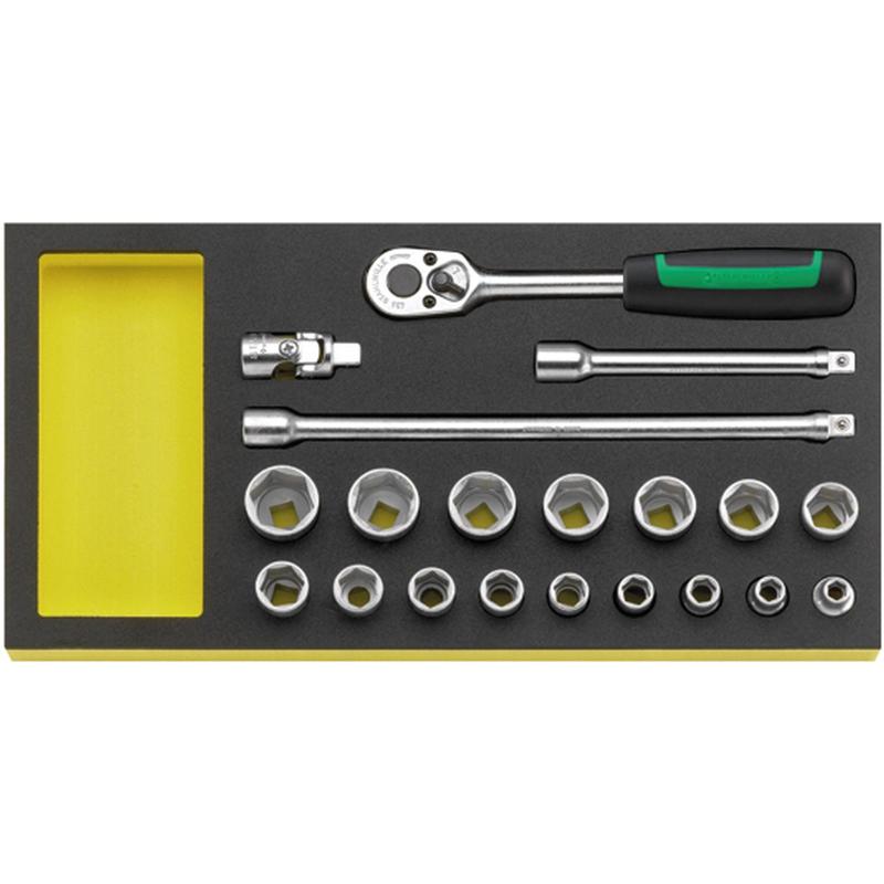 TCS 456/16/4MF - Moduł nasadek i akcesoriów 3/8", 7 - 22 mm (20 szt.), wkładka piankowa