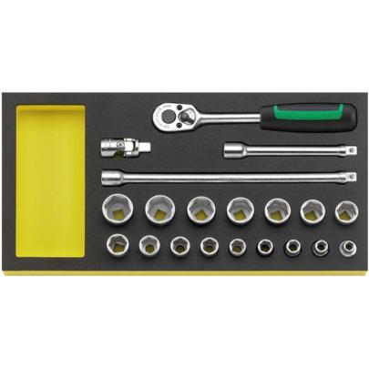 TCS 456/16/4MF - Moduł nasadek i akcesoriów 3/8", 7 - 22 mm (20 szt.), wkładka piankowa