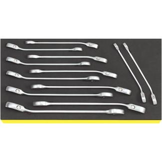 TCS 17/12 - Moduł kluczy oczkowo-płaskich grzechotkowych, 8 - 19 mm (12 szt.), wkładka piankowa