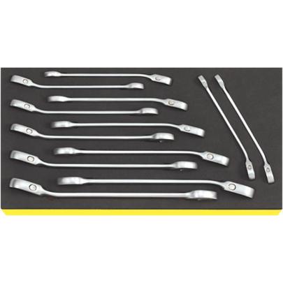 TCS 17/12 - Moduł kluczy oczkowo-płaskich grzechotkowych, 8 - 19 mm (12 szt.), wkładka piankowa