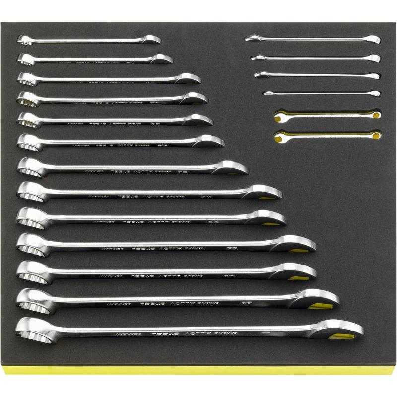 TCS 13A/19 - Moduł kluczy oczkowo-płaskich, 3/16" - 1" (19 szt.), wkładka piankowa