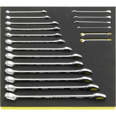 TCS 13A/19 - Moduł kluczy oczkowo-płaskich, 3/16" - 1" (19 szt.), wkładka piankowa