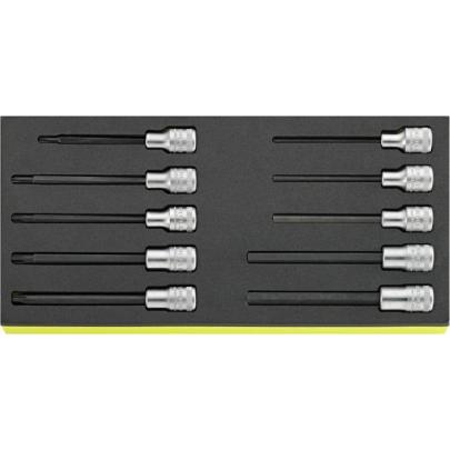 TCS 1054/2054/10 - Moduł nasadek trzpieniowych 1/2" długich, 5 - 12 mm, T30 - T55 (10 szt.), wkładka piankowa