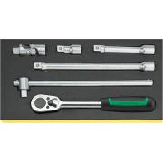 TCS 1/2-512/6 - Moduł akcesoriów nasadowych z grzechotką 1/2" (6 szt.), wkładka piankowa