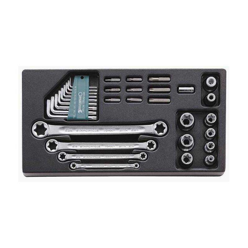 ES TX/32 - Moduł kluczy oczkowych, kluczy trzpieniowych, nasadek i bitów (32 szt.), wkładka plastikowa