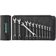 17/12 - Zestaw kluczy oczkowo-płaskich grzechotkowych odgiętych, 8 - 19 mm (12 szt.)