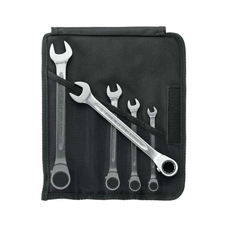 17/5 - Zestaw kluczy oczkowo-płaskich grzechotkowych odgiętych, 8 - 19 mm (5 szt.)