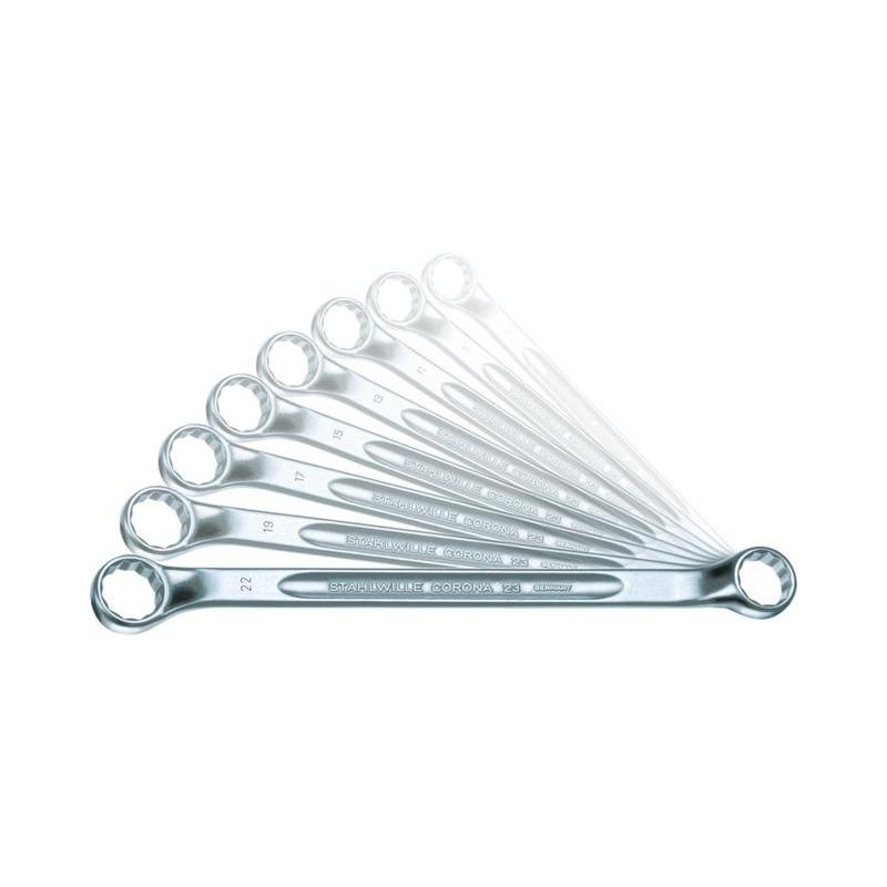 23/8 - Zestaw kluczy oczkowych płaskoodsadzonych CORONA, 6x7 - 20x22 mm (8 szt.)